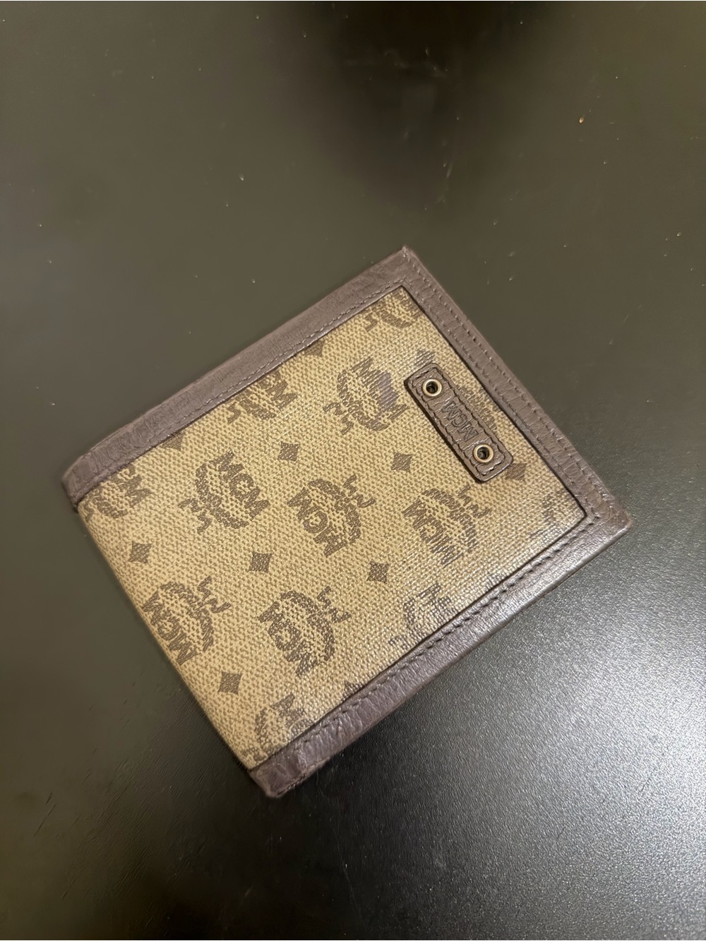 MCM Brown Monogram Canvas Bi-Fold Wallet